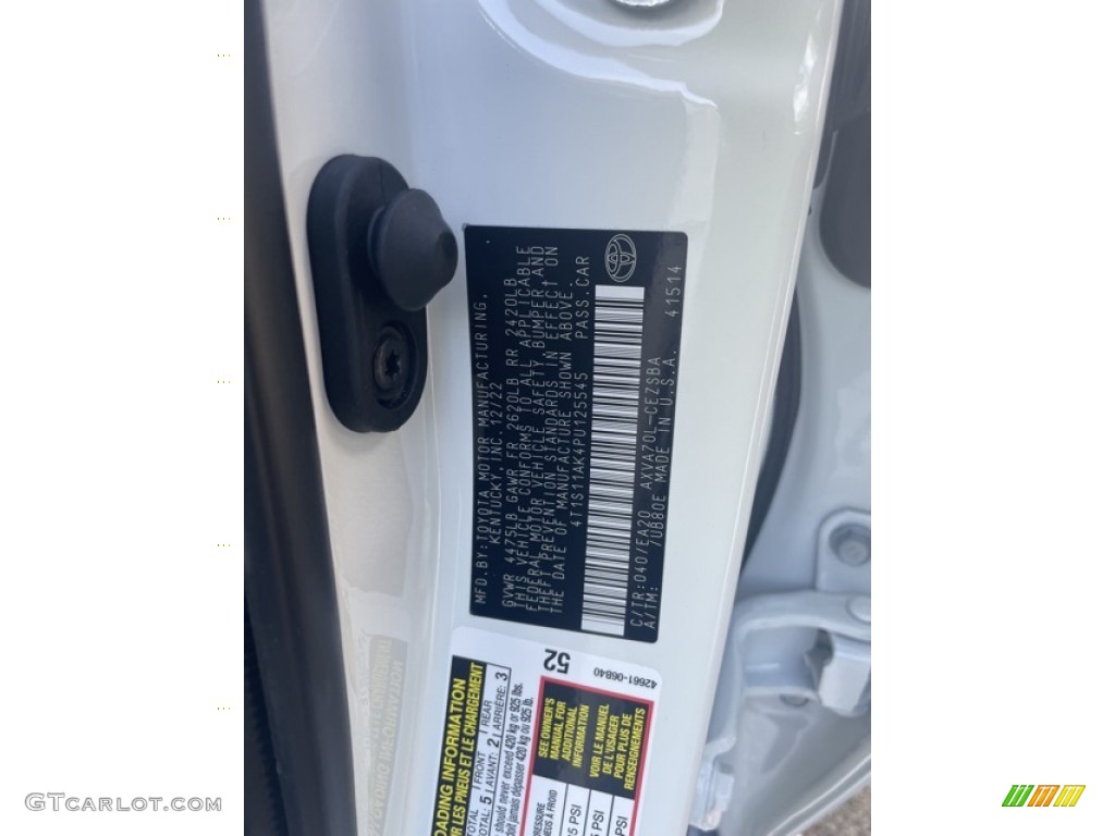 2023 Camry Color Code 040 for Ice Cap Photo #145606041