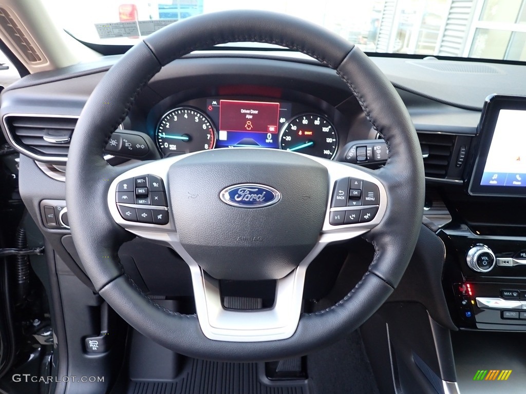 2022 Ford Explorer Limited Ebony Steering Wheel Photo #145606136