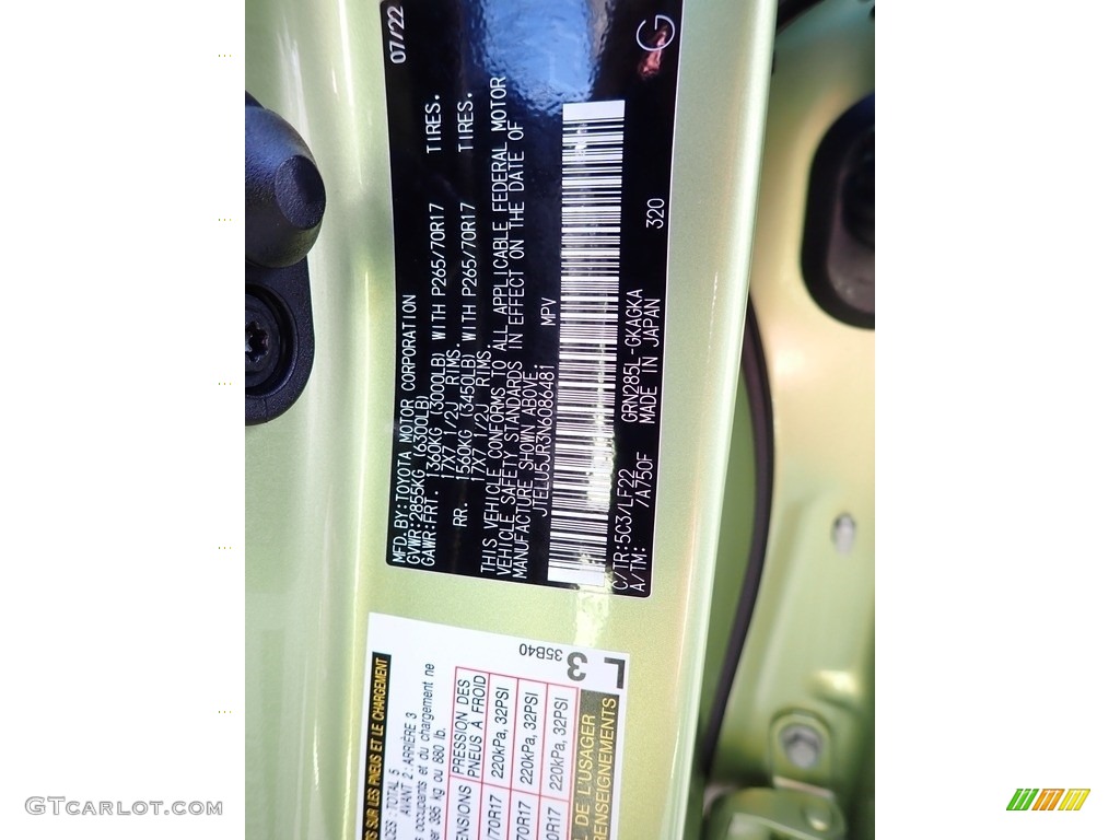 2022 4Runner Color Code 5C3 for Lime Rush Photo #145607346