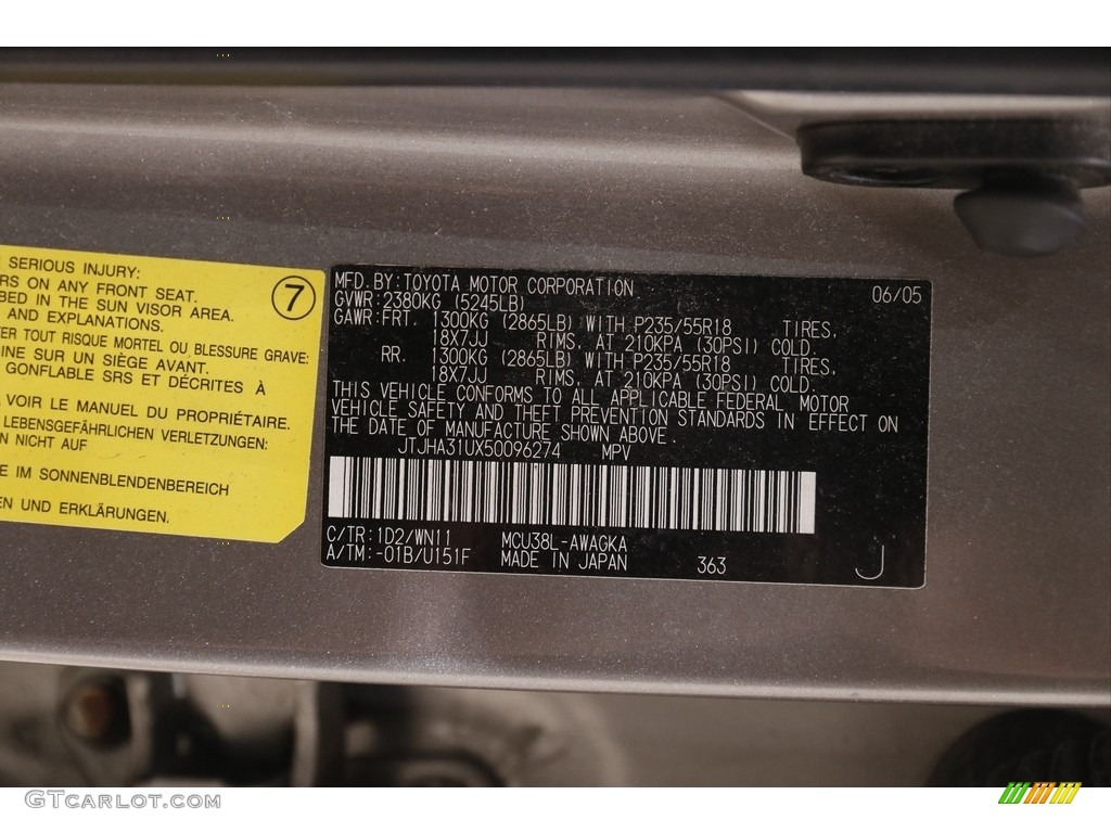 2005 RX 330 AWD Thundercloud Edition - Thunder Cloud Metallic / Light Gray photo #20
