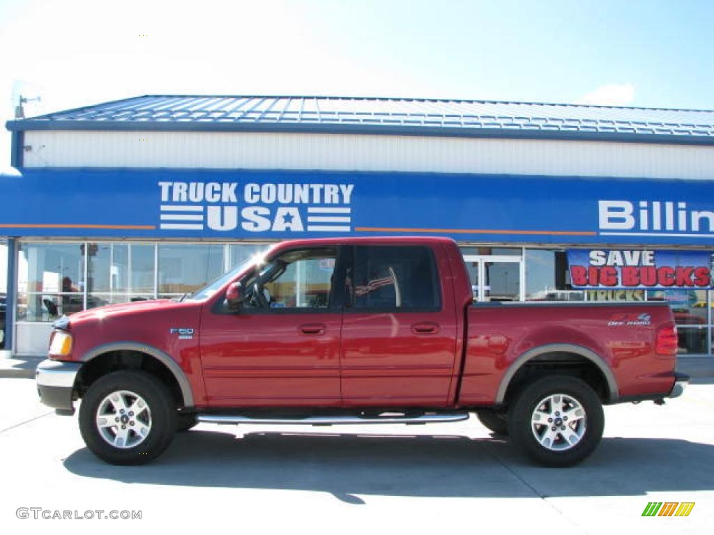 2002 F150 XLT SuperCrew 4x4 - Toreador Red Metallic / Medium Graphite photo #1