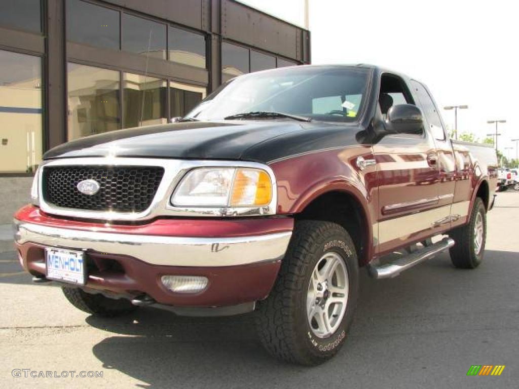 2003 F150 Heritage Edition Supercab 4x4 - Burgundy Red Metallic / Black/Red photo #2