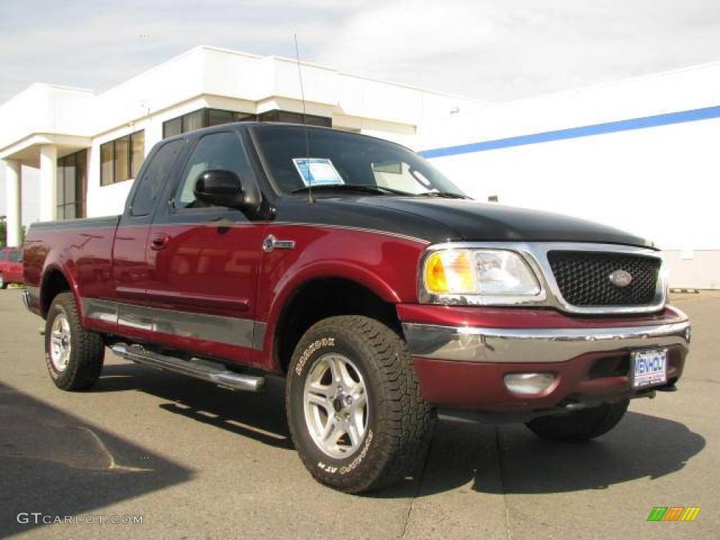 2003 F150 Heritage Edition Supercab 4x4 - Burgundy Red Metallic / Black/Red photo #3