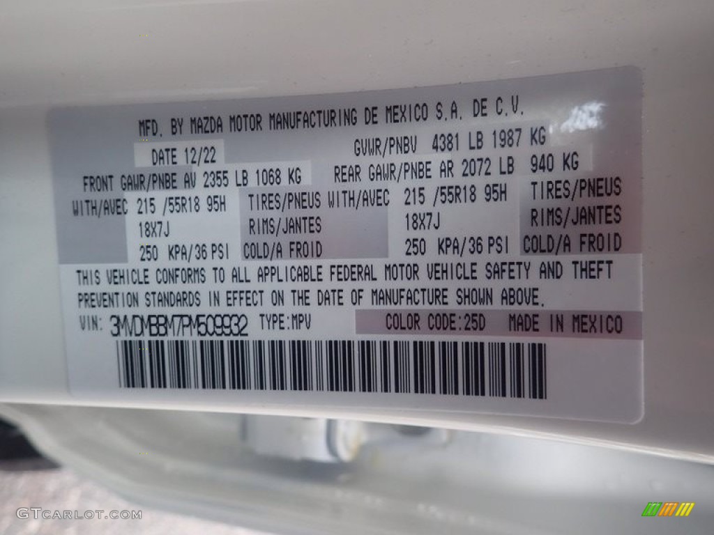 2023 CX-30 Color Code 25D for Snowflake White Pearl Mica Photo #145615164