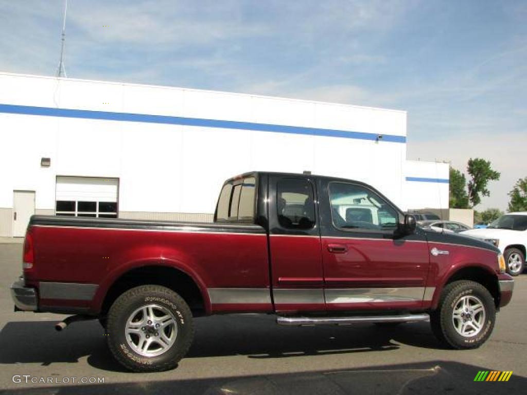 2003 F150 Heritage Edition Supercab 4x4 - Burgundy Red Metallic / Black/Red photo #4