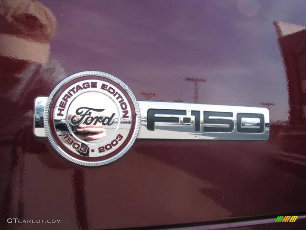 2003 F150 Heritage Edition Supercab 4x4 - Burgundy Red Metallic / Black/Red photo #7
