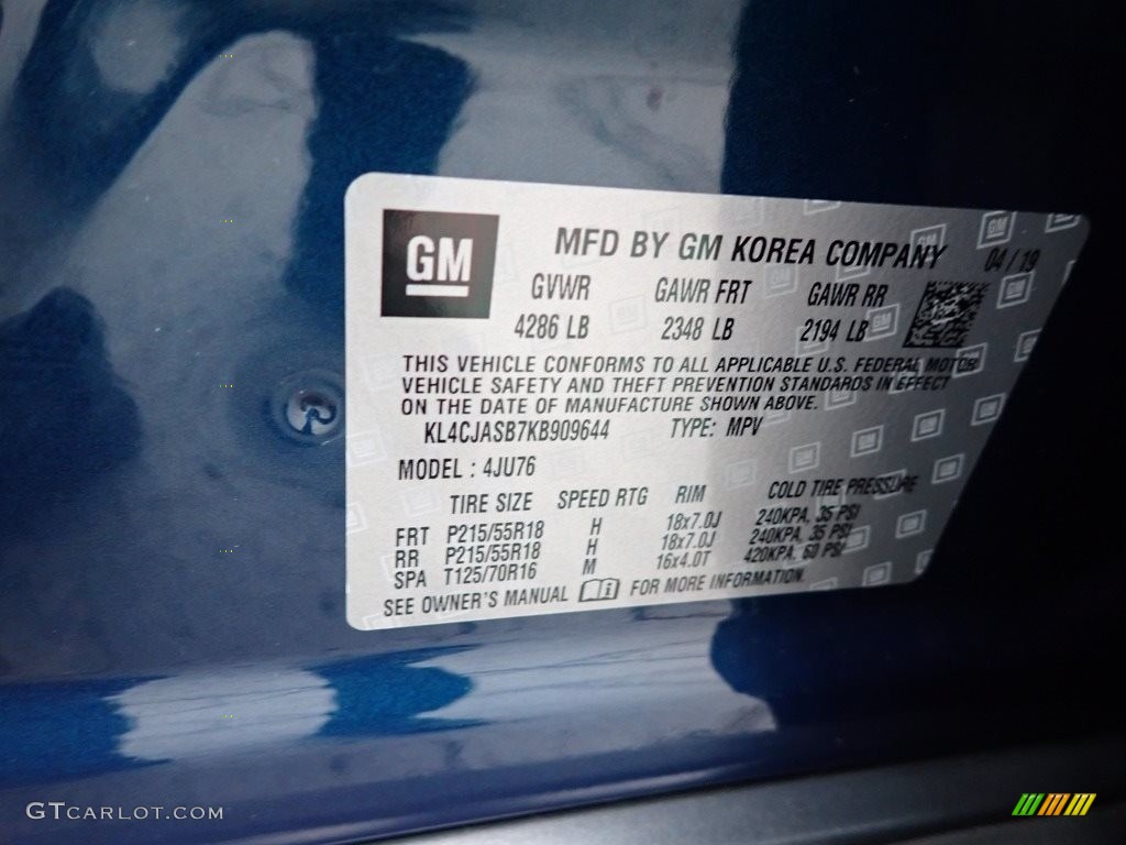 2019 Encore Preferred - Deep Azure Metallic / Ebony photo #30