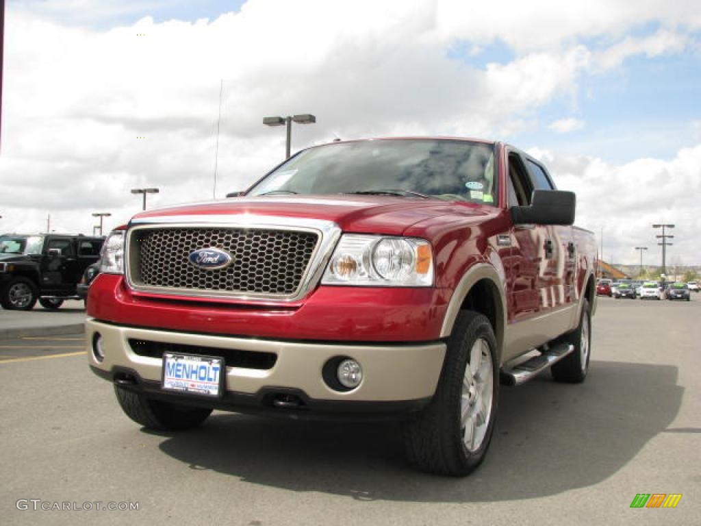 2007 F150 Lariat SuperCrew 4x4 - Redfire Metallic / Tan photo #2