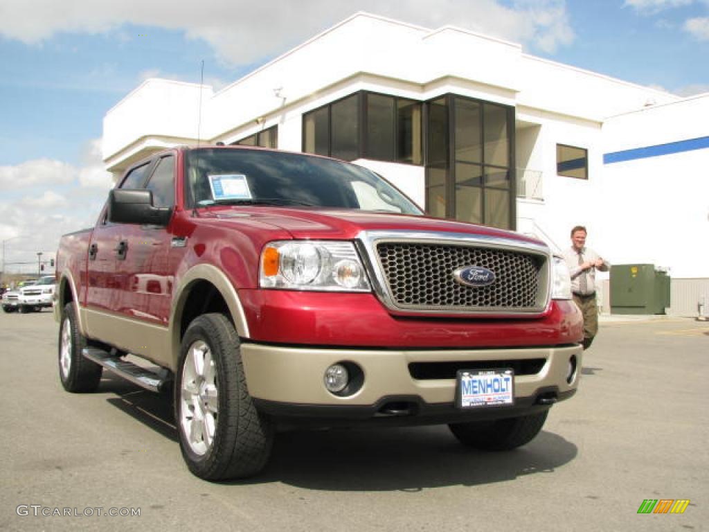 2007 F150 Lariat SuperCrew 4x4 - Redfire Metallic / Tan photo #3