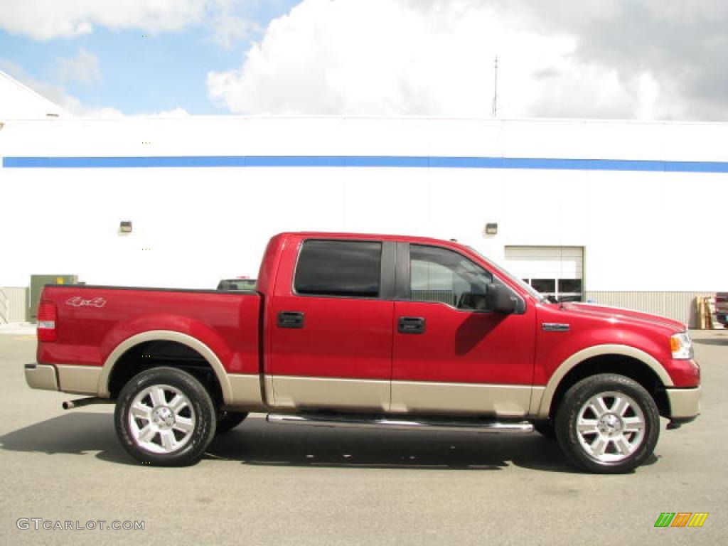 2007 F150 Lariat SuperCrew 4x4 - Redfire Metallic / Tan photo #4