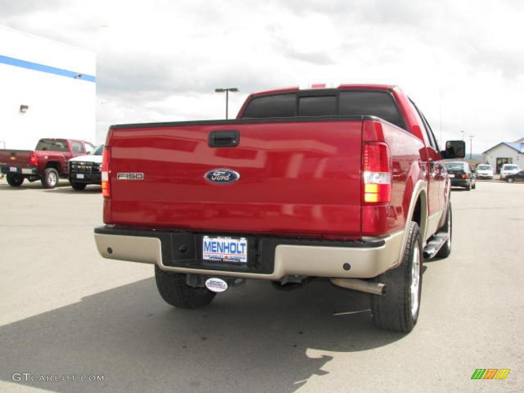 2007 F150 Lariat SuperCrew 4x4 - Redfire Metallic / Tan photo #5