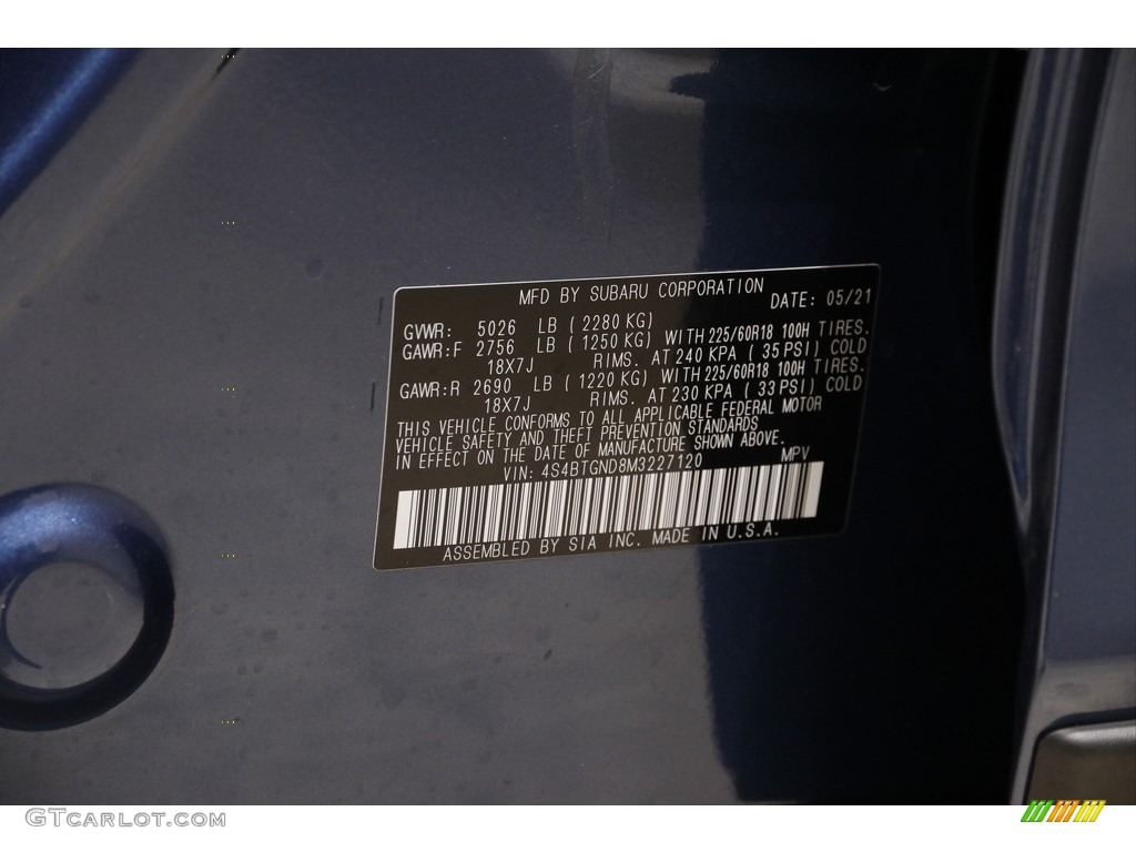 2021 Outback Limited XT - Abyss Blue Pearl / Slate Black photo #22