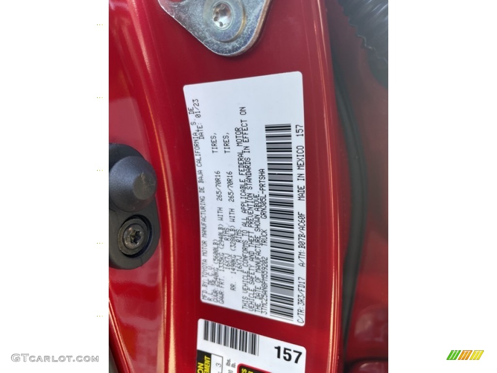 2023 Tacoma Color Code 3R3 for Barcelona Red Metallic Photo #145622705