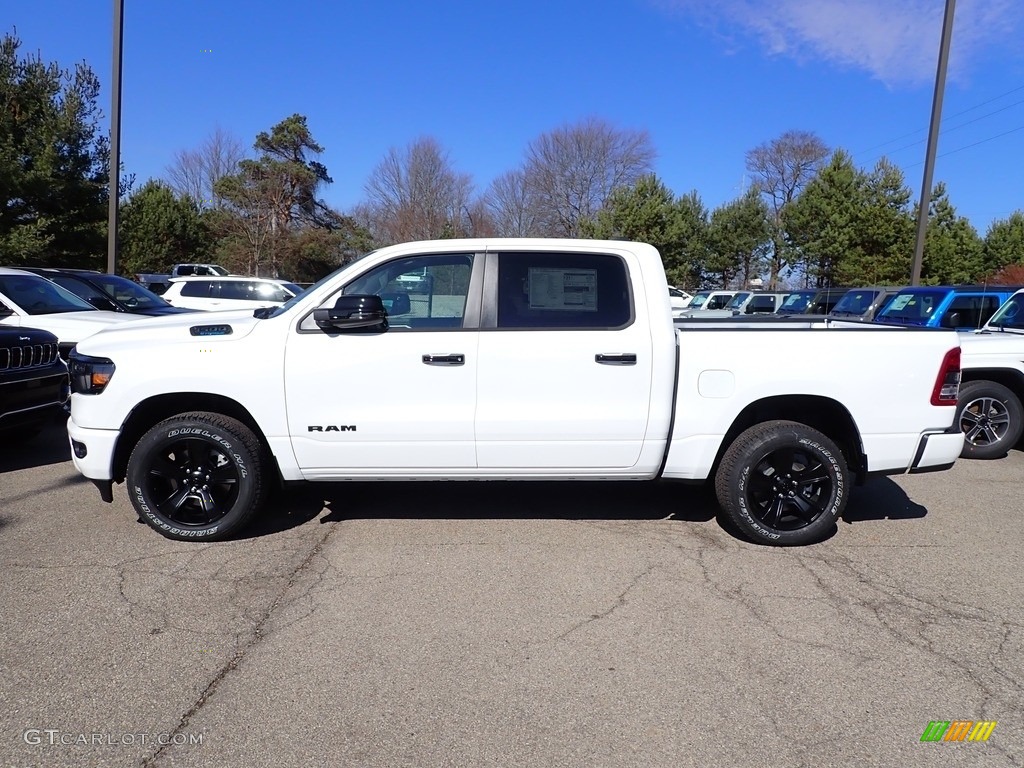 Bright White 2023 Ram 1500 Big Horn Night Edition Crew Cab 4x4 Exterior Photo #145624439