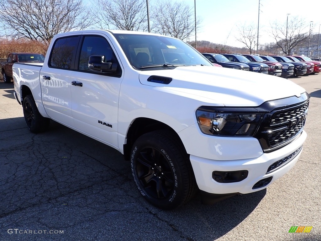 Bright White 2023 Ram 1500 Big Horn Night Edition Crew Cab 4x4 Exterior Photo #145624562