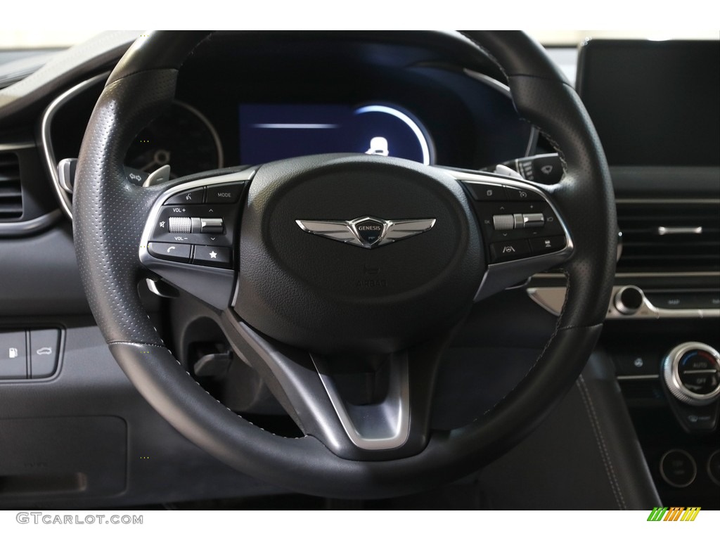 2022 Genesis G70 2.0T AWD Black Steering Wheel Photo #145624868