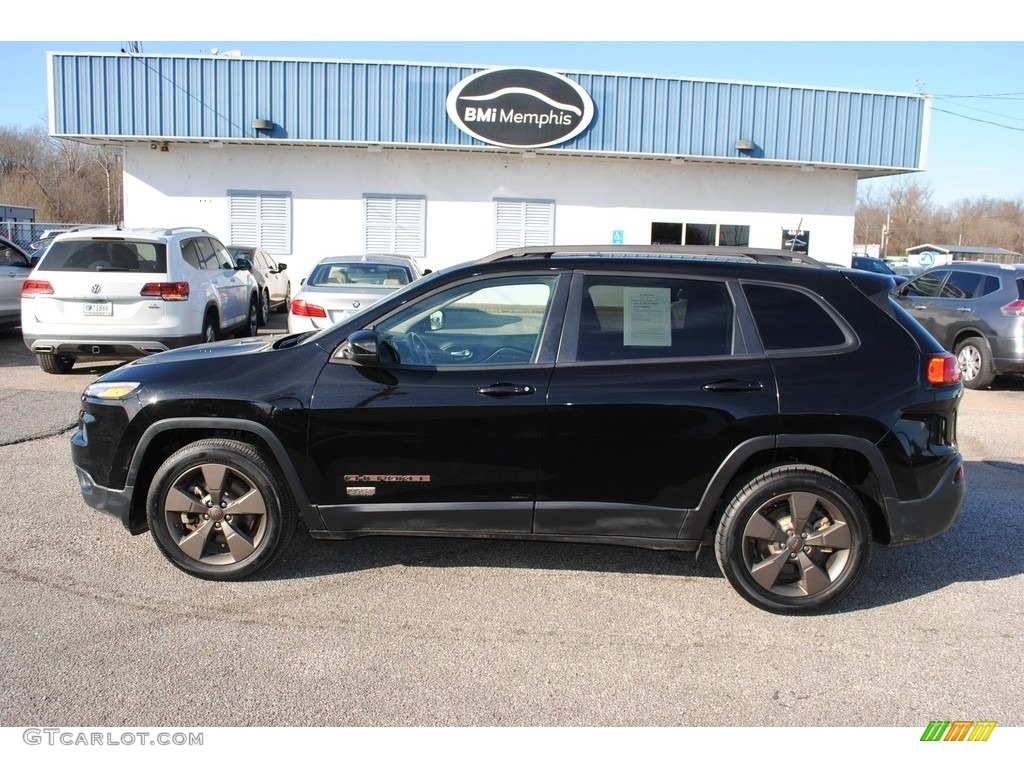 Diamond Black Crystal Pearl 2017 Jeep Cherokee 75th Anniversary Edition Exterior Photo #145625729