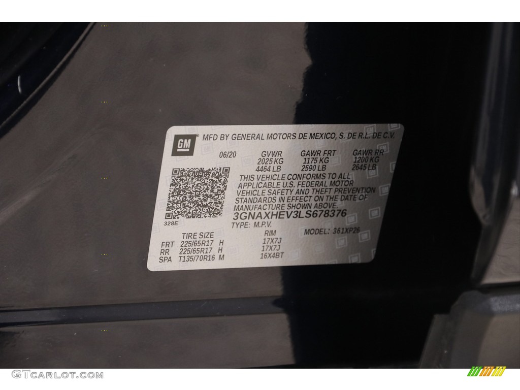 2020 Equinox LS - Midnight Blue Metallic / Ash Gray photo #20