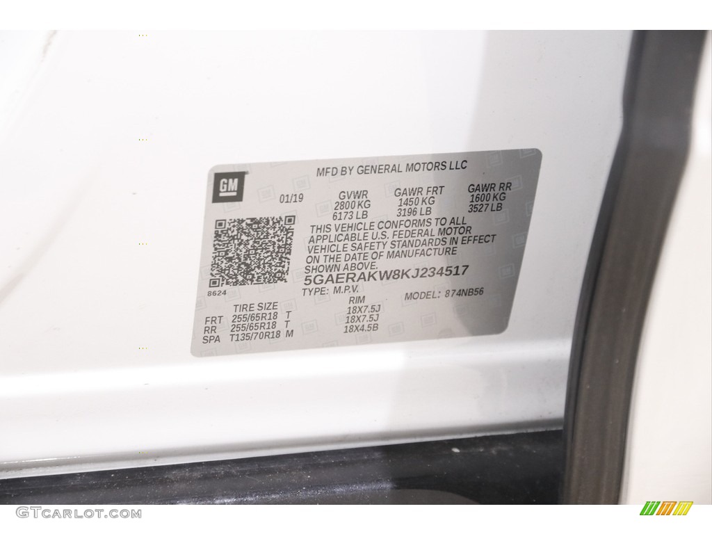 2019 Enclave Preferred - Summit White / Dark Galvanized/Ebony Accents photo #24