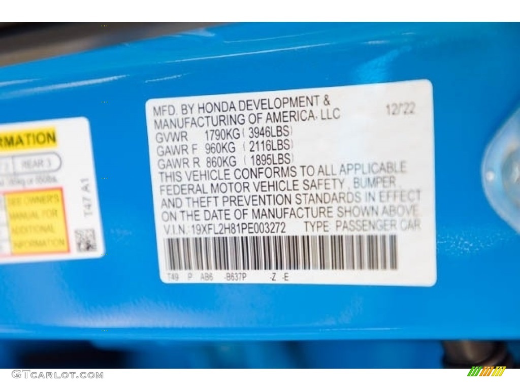 2023 Civic Color Code B637P for Boost Blue Pearl Photo #145636334