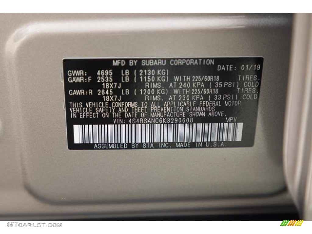 2019 Outback 2.5i Limited - Tungsten Metallic / Warm Ivory photo #38