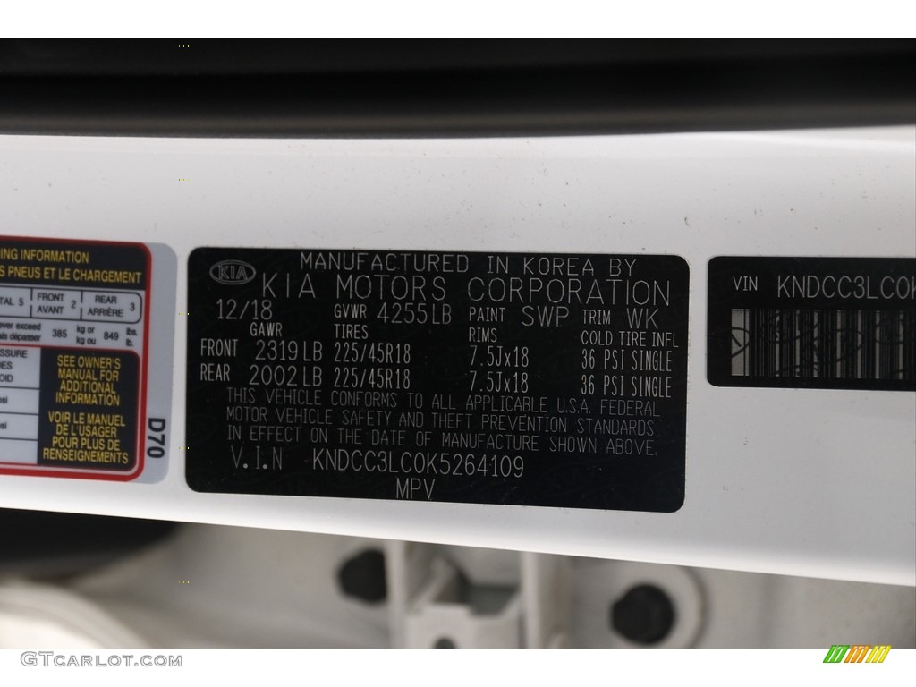 2019 Niro EX Hybrid - Snow White Pearl / Black photo #24