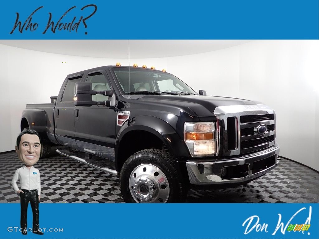 2008 F450 Super Duty Lariat Crew Cab 4x4 Dually - Black / Medium Stone Grey photo #1