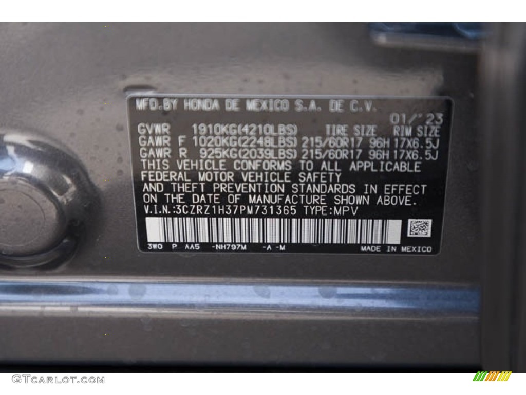 2023 HR-V Color Code NH797M for Modern Steel Metallic Photo #145647637