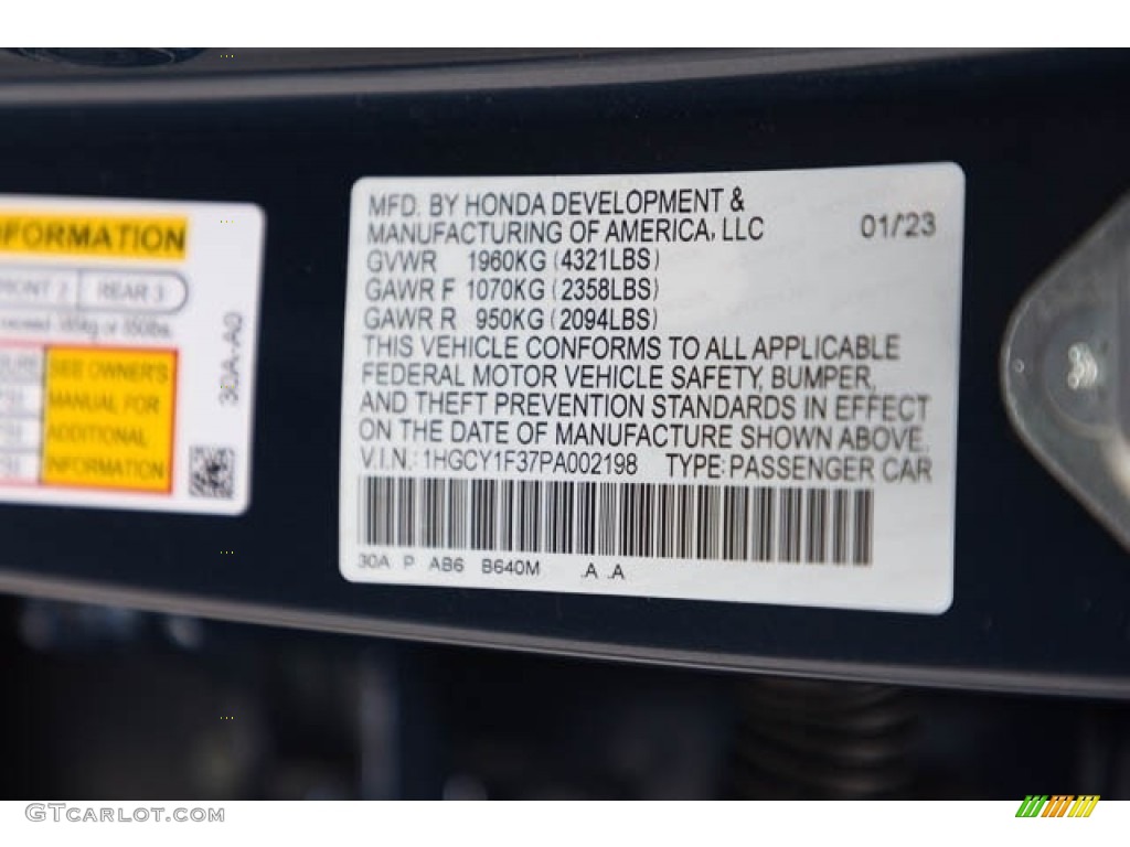 2023 Accord Color Code B640M for Canyon River Blue Metallic Photo #145650820