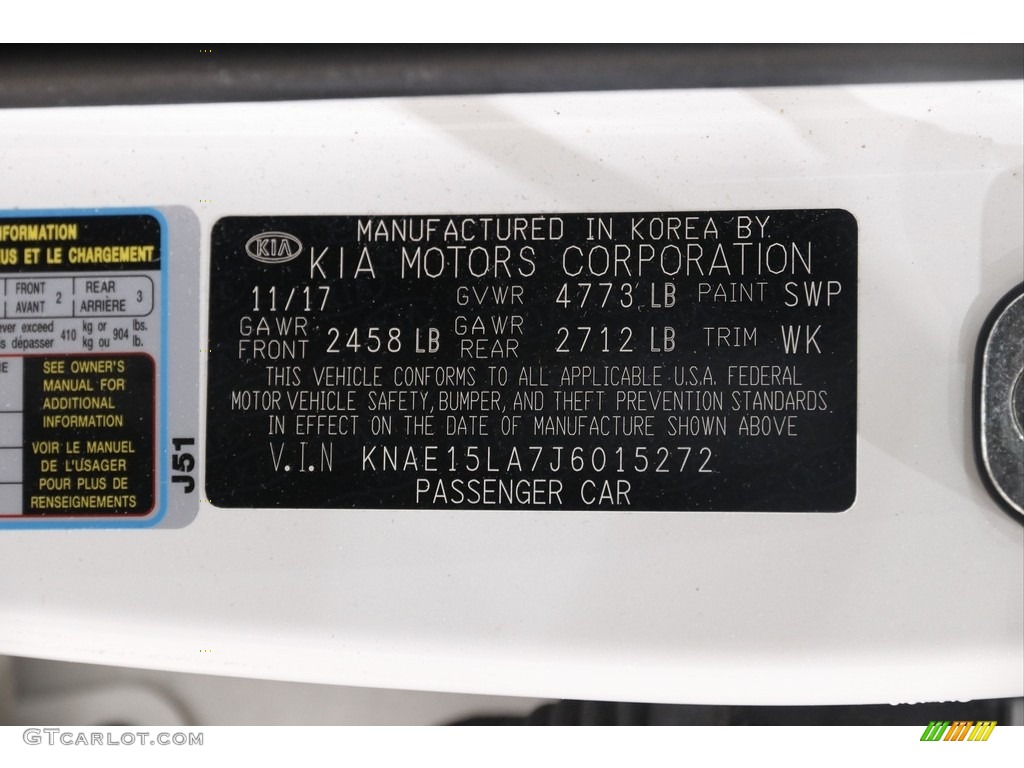 2018 Kia Stinger 2.0L Color Code Photos