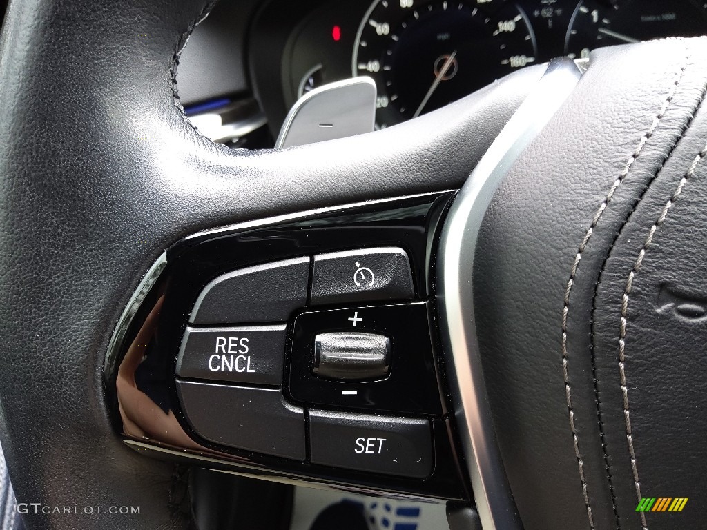 2018 BMW 5 Series 530i Sedan Night Blue Steering Wheel Photo #145653244