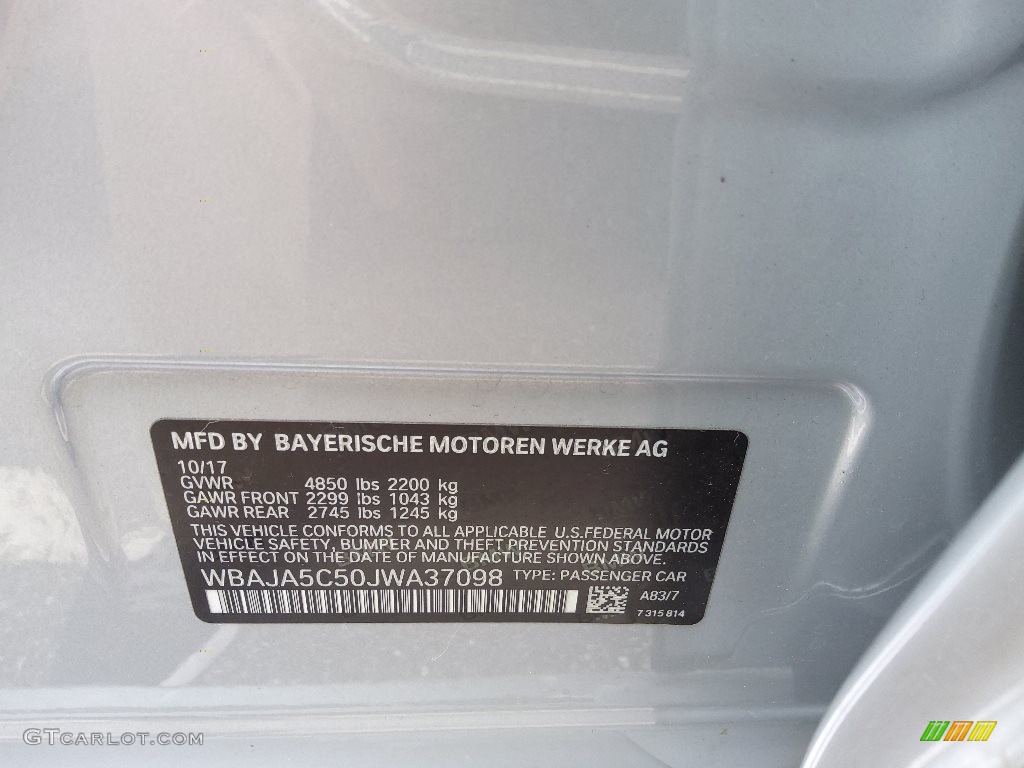2018 BMW 5 Series 530i Sedan Color Code Photos