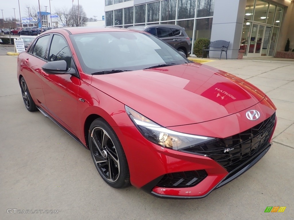 Scarlet Red Pearl 2023 Hyundai Elantra N-Line Exterior Photo #145654282