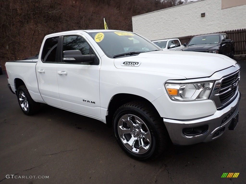 Bright White 2021 Ram 1500 Big Horn Quad Cab 4x4 Exterior Photo #145657831