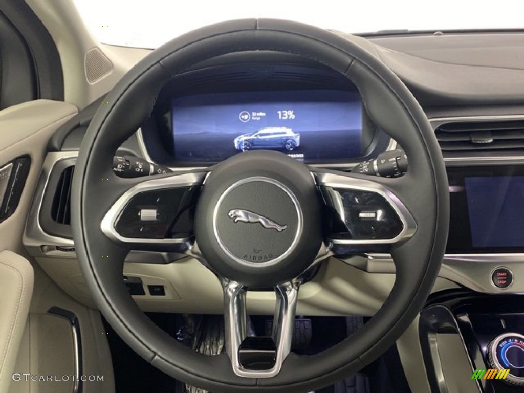 2023 Jaguar I-PACE HSE AWD Light Oyster/Light Oyster Stitching Steering Wheel Photo #145658504