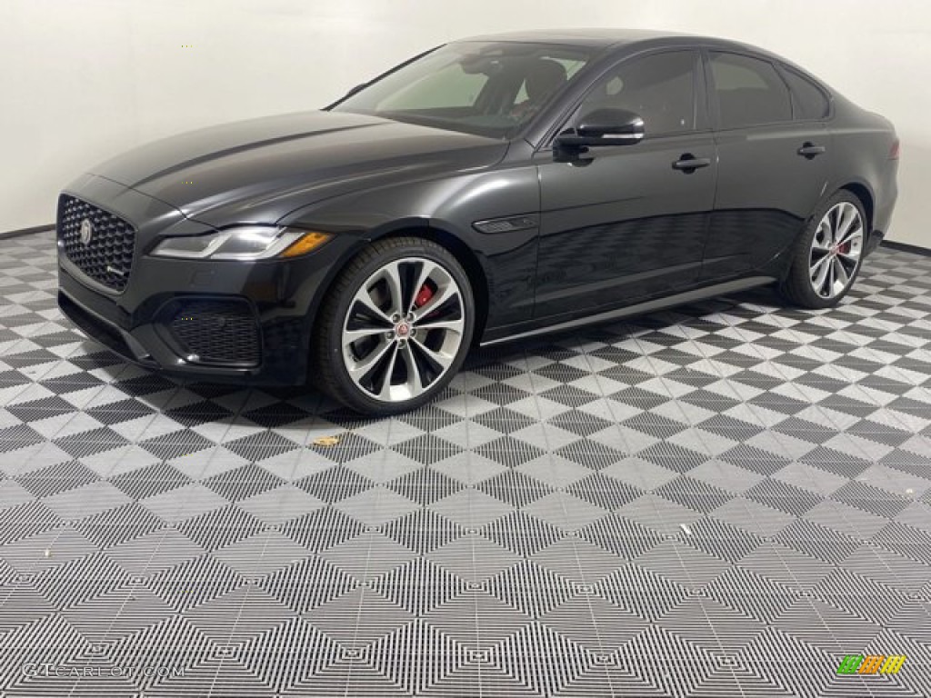 Santorini Black Metallic 2022 Jaguar XF R-Dynamic SE AWD Exterior Photo #145658640