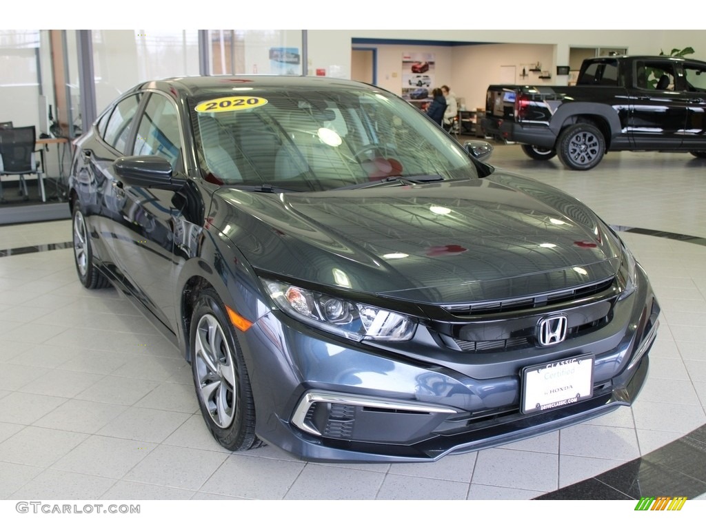 2020 Civic LX Sedan - Cosmic Blue Metallic / Gray photo #4