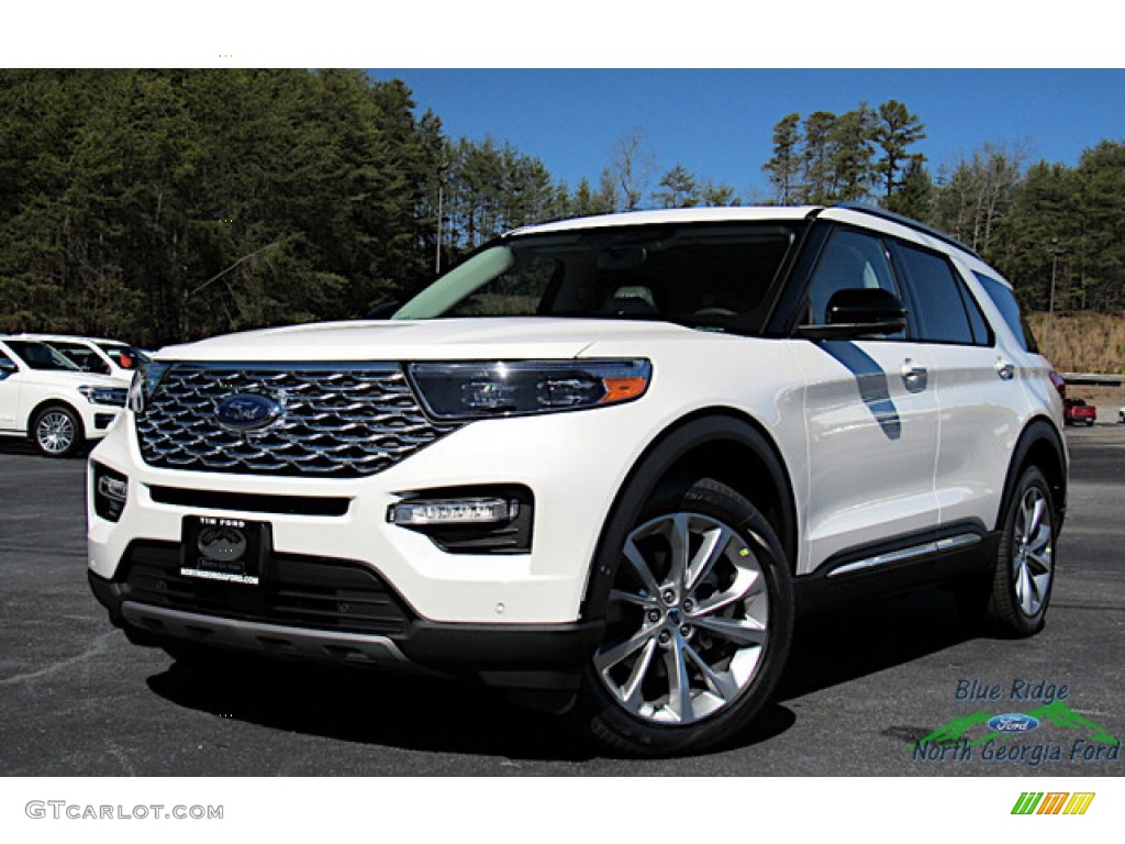 2023 Explorer Platinum 4WD - Star White Metallic Tri-Coat / Sandstone photo #1