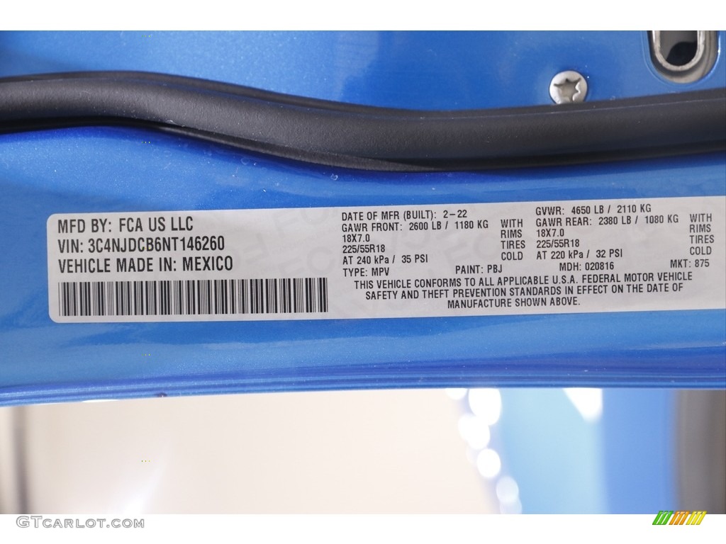 2022 Compass Color Code PBJ for Laser Blue Pearl Photo #145671949