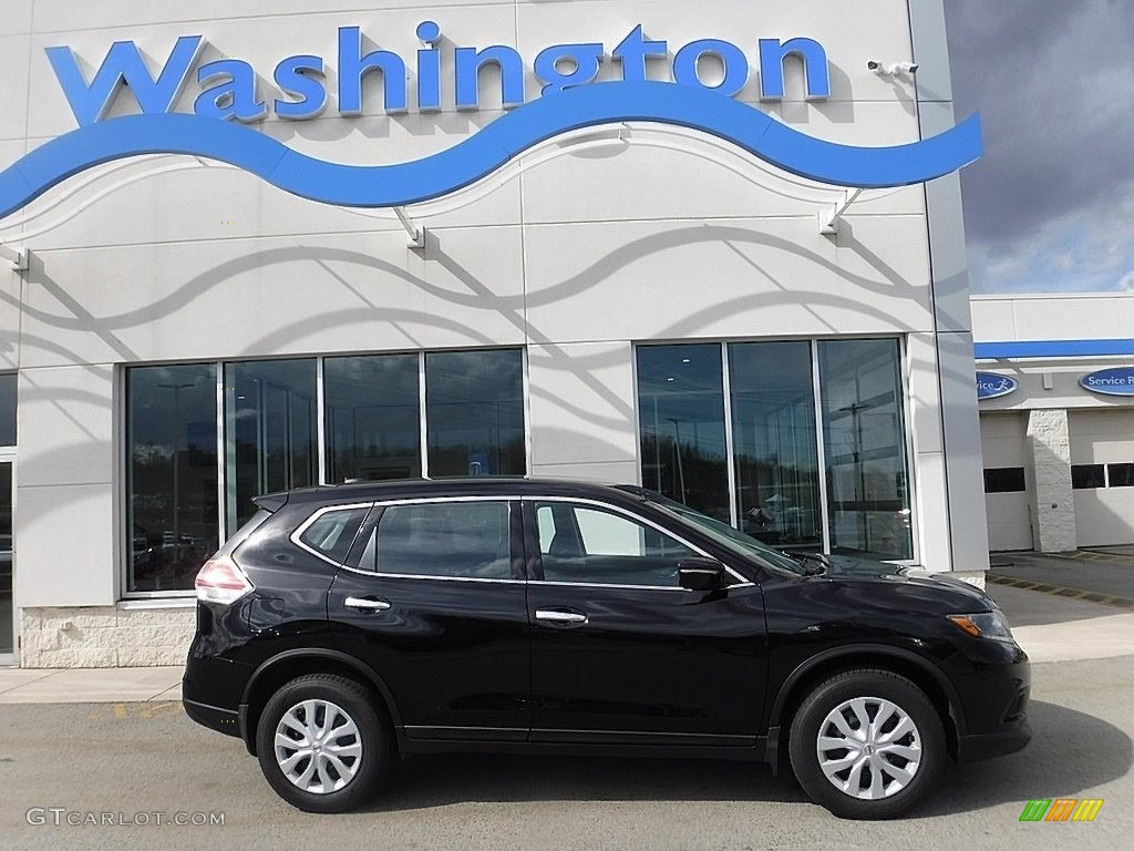 2015 Rogue S AWD - Super Black / Charcoal photo #2