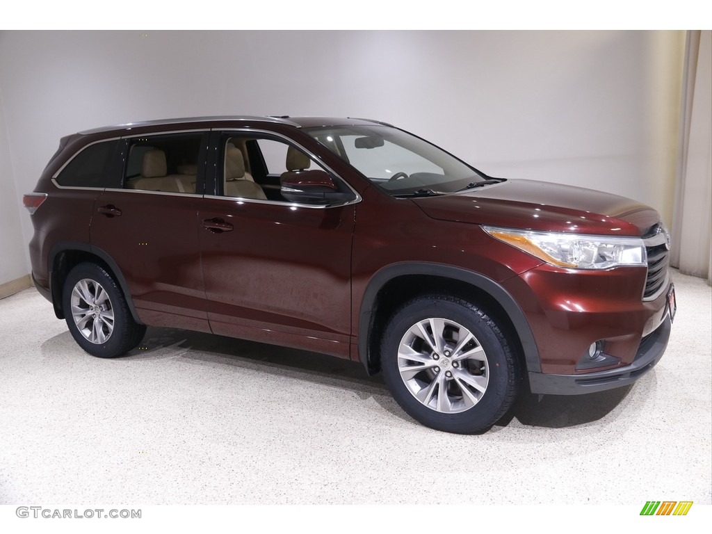 2015 Highlander XLE AWD - Ooh La La Rouge Mica / Almond photo #1