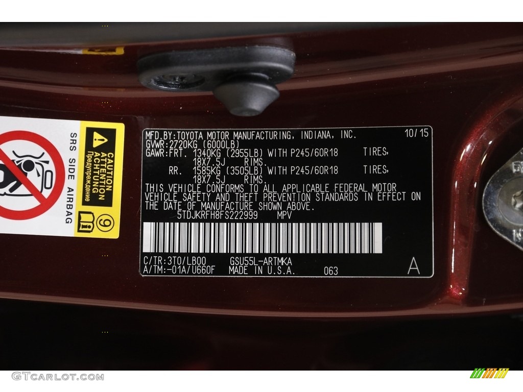 2015 Highlander XLE AWD - Ooh La La Rouge Mica / Almond photo #24