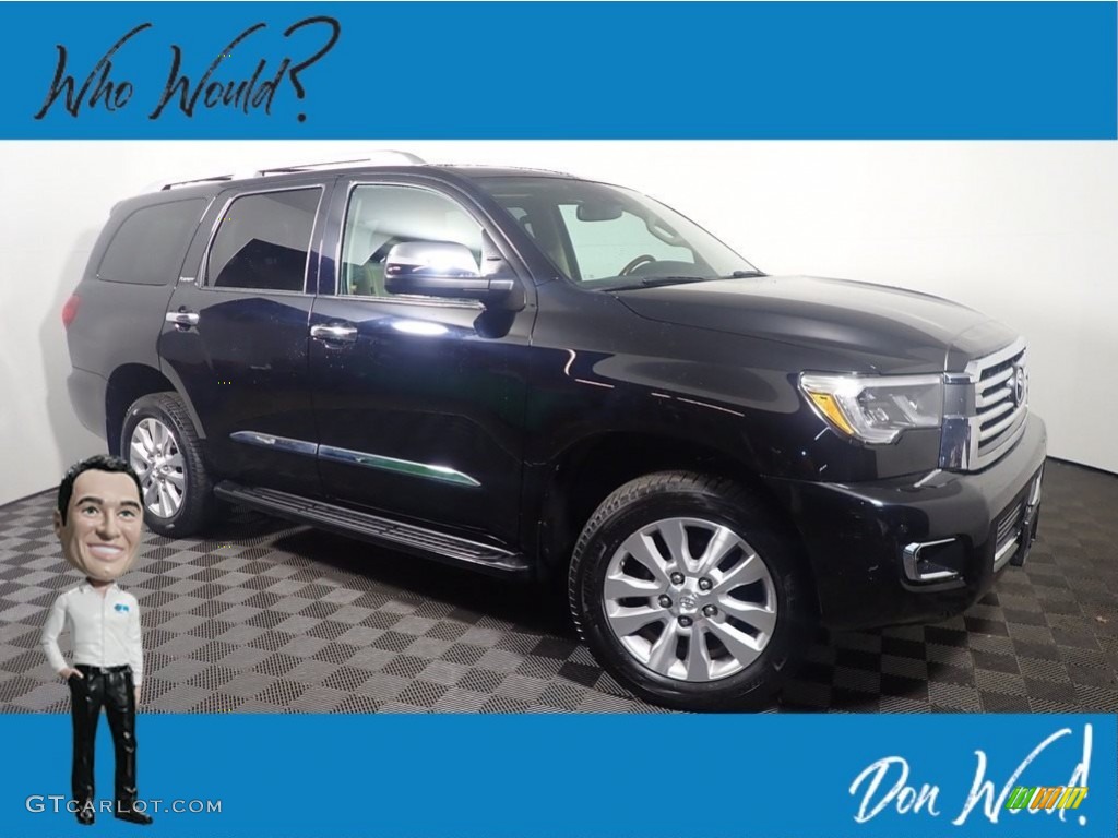 2019 Sequoia Platinum 4x4 - Midnight Black Metallic / Sand Beige photo #1