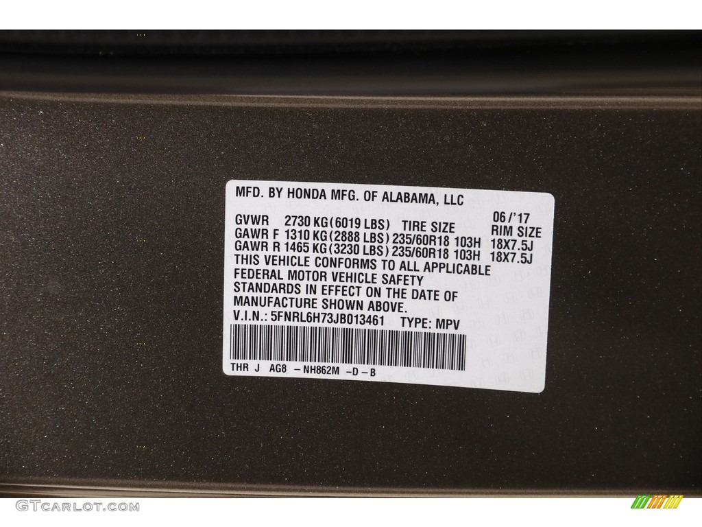2018 Odyssey EX-L - Pacific Pewter Metallic / Mocha photo #24