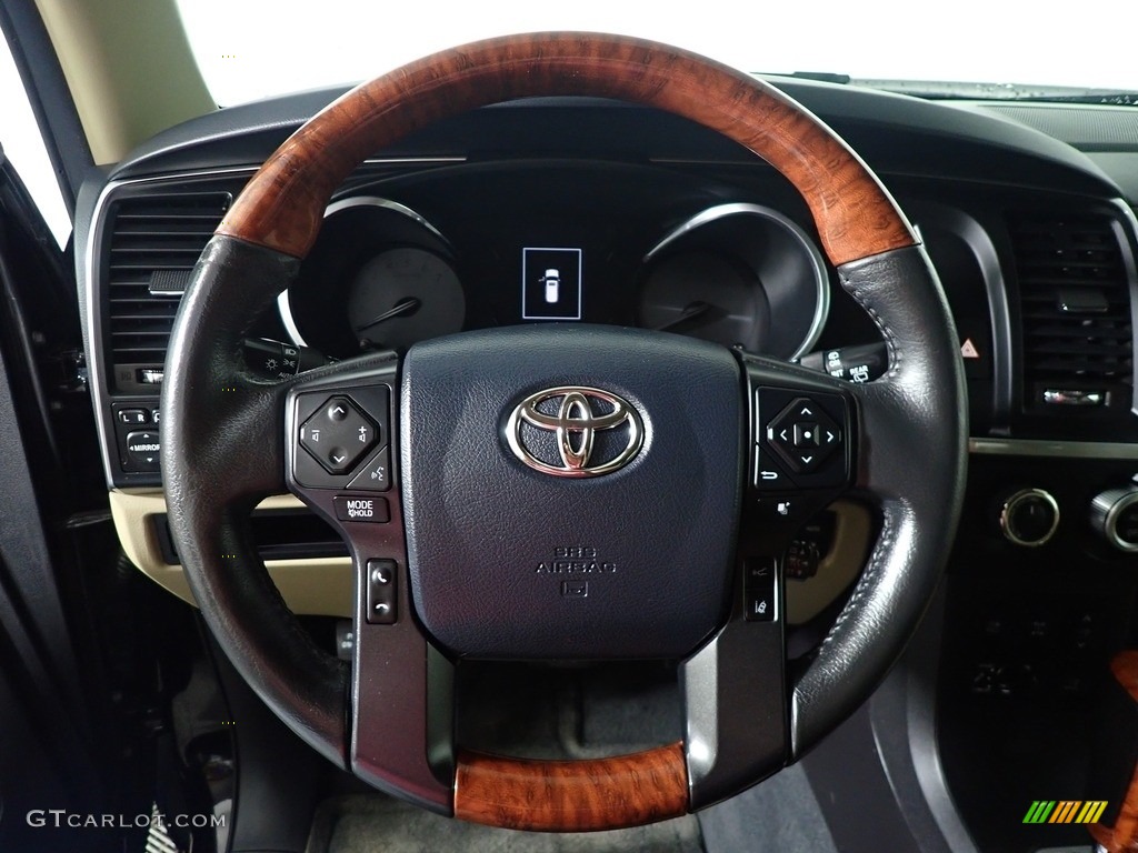 2019 Toyota Sequoia Platinum 4x4 Sand Beige Steering Wheel Photo #145681138