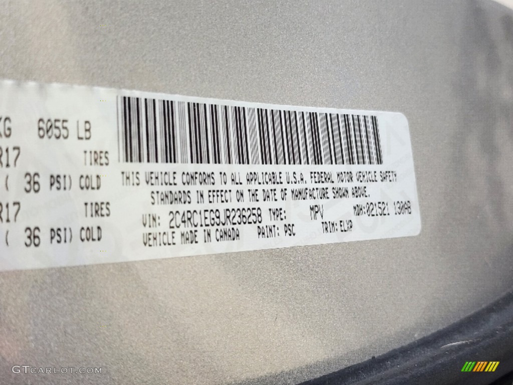 2018 Pacifica Touring L Plus - Billet Silver Metallic / Black/Alloy photo #30