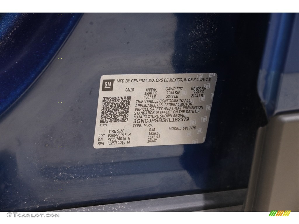 2019 Trax LT AWD - Pacific Blue Metallic / Jet Black photo #20
