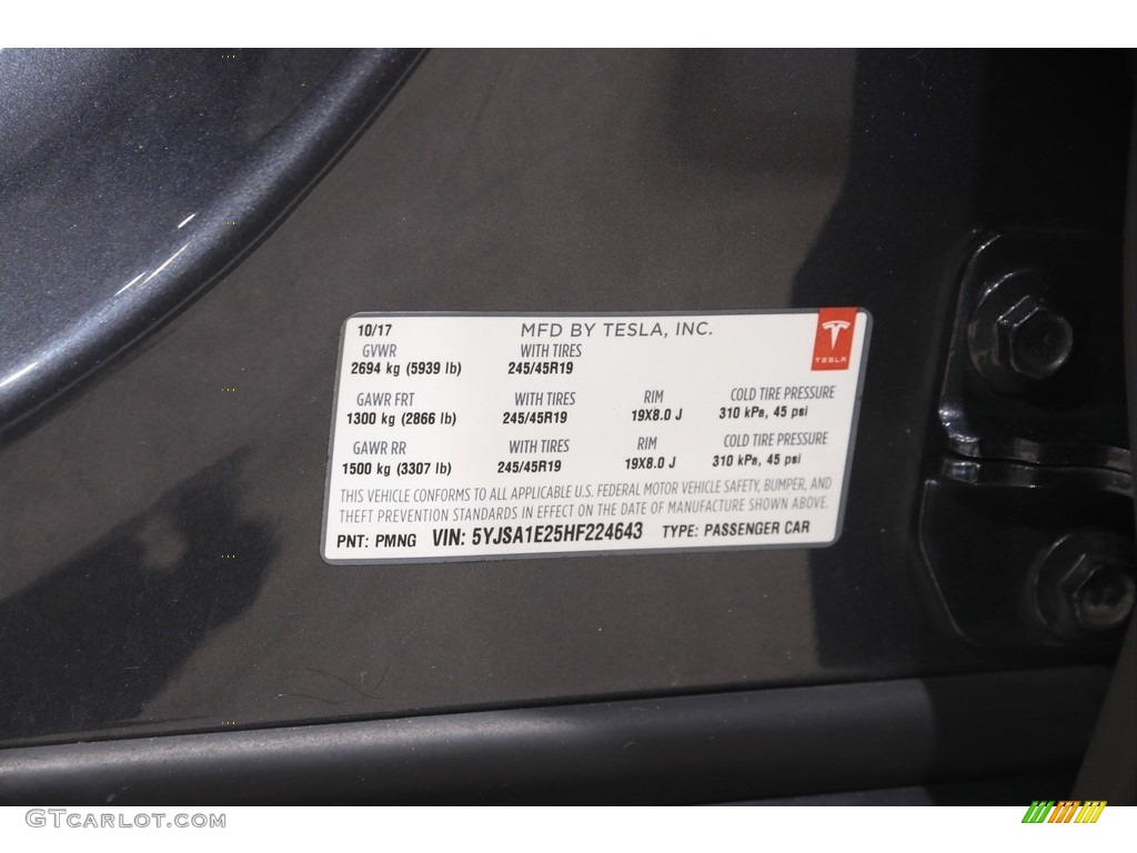 2017 Model S 100D - Midnight Silver Metallic / White photo #31