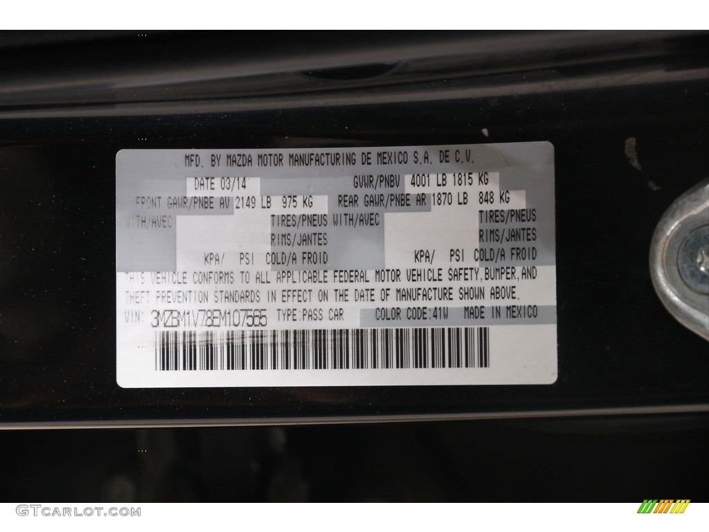 2014 Mazda MAZDA3 i Touring 4 Door Color Code Photos