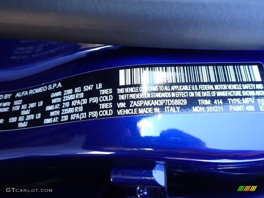 2023 Stelvio Color Code 486 for Anodized Blue Metallic Photo #145686740
